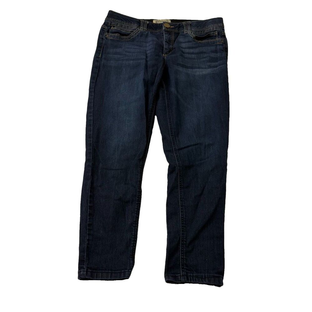 Democracy Ab Technology Jeans Womens 12 Blue Dark Wash Stretch Skinny Crop